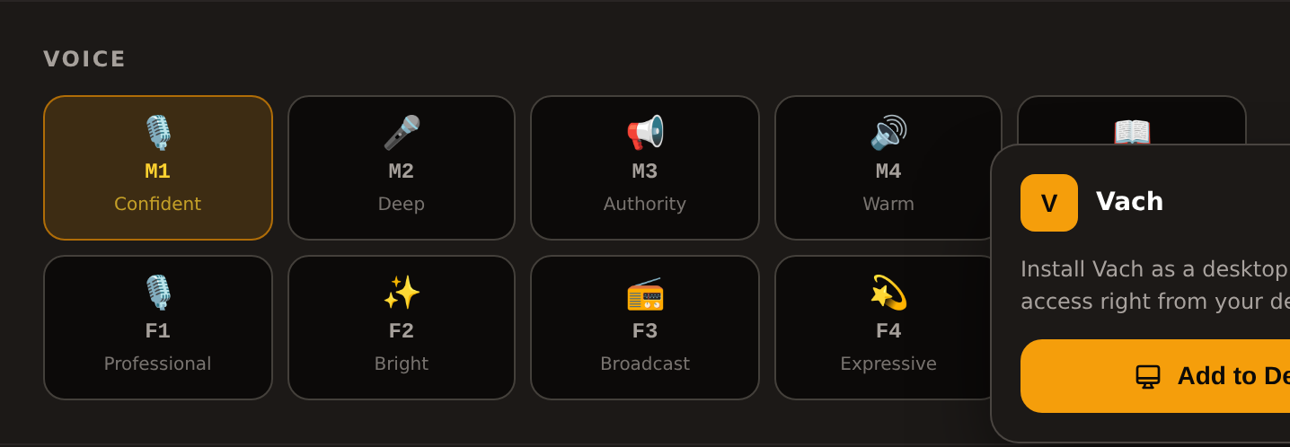 The ten voice buttons